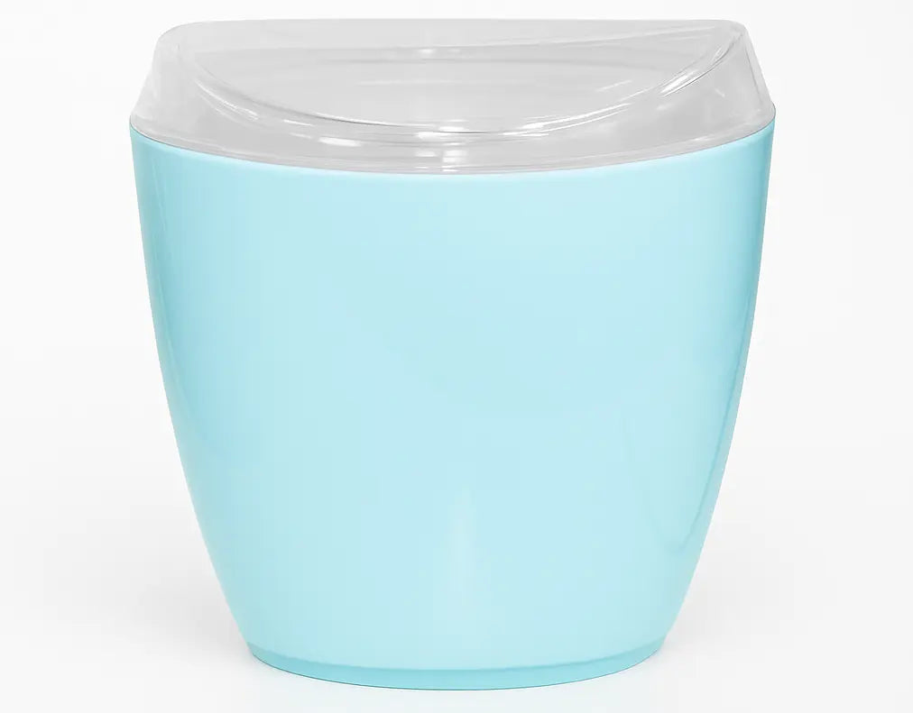 Oval Swing Top Waste Rubbish Bin Acrylic Lightweight Compact Bathroom Office in Blue Wholesale Hub