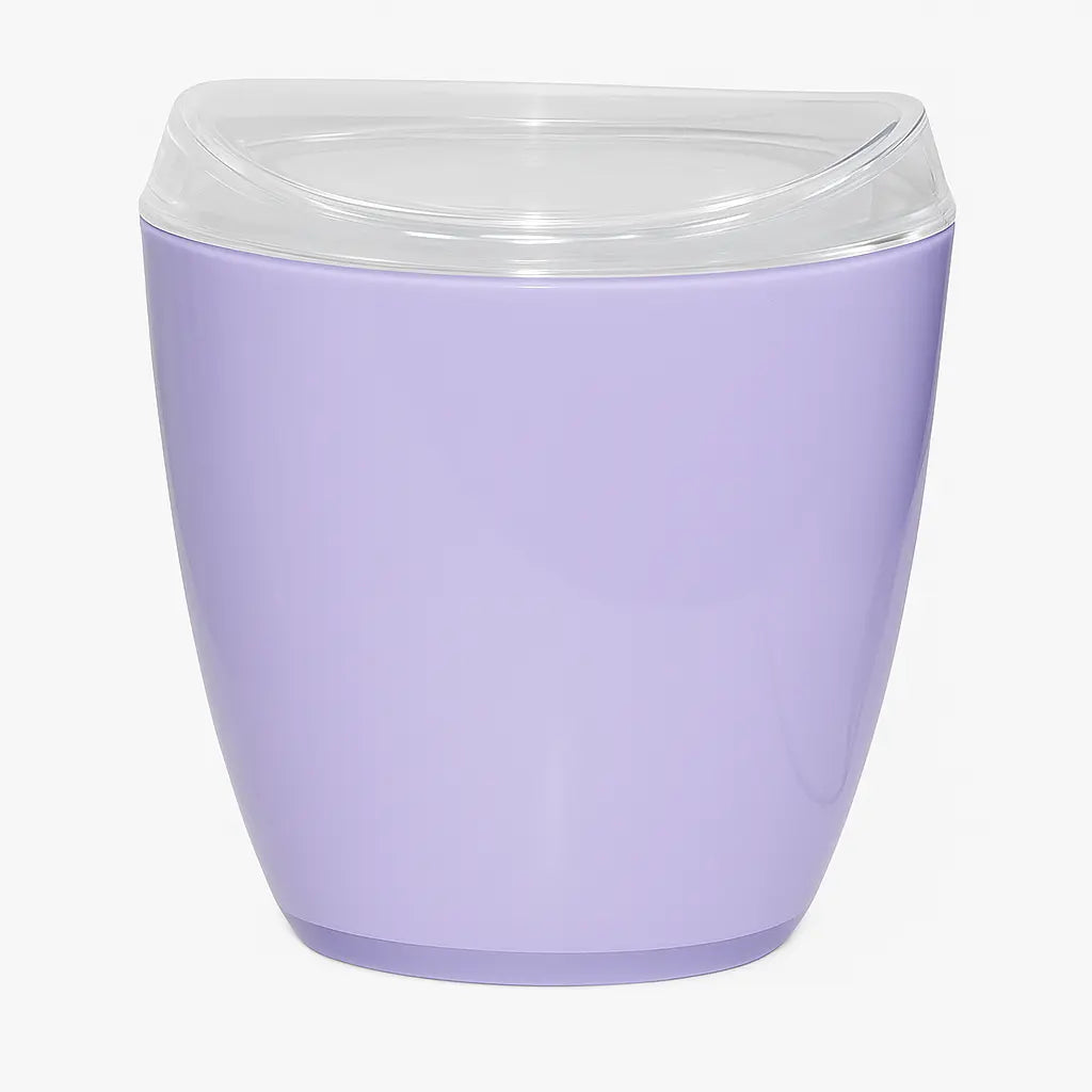 Oval Swing Top Waste Rubbish Bin Acrylic Lightweight Compact Bathroom Office in Purple Wholesale Hub