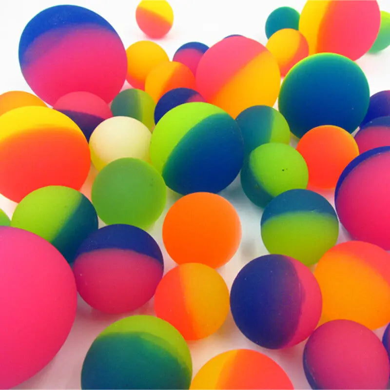 10pcs Large Frosted Rubber Bouncing Balls 60mm Mixed Colours Bulk w Storage Tub Wholesale Hub