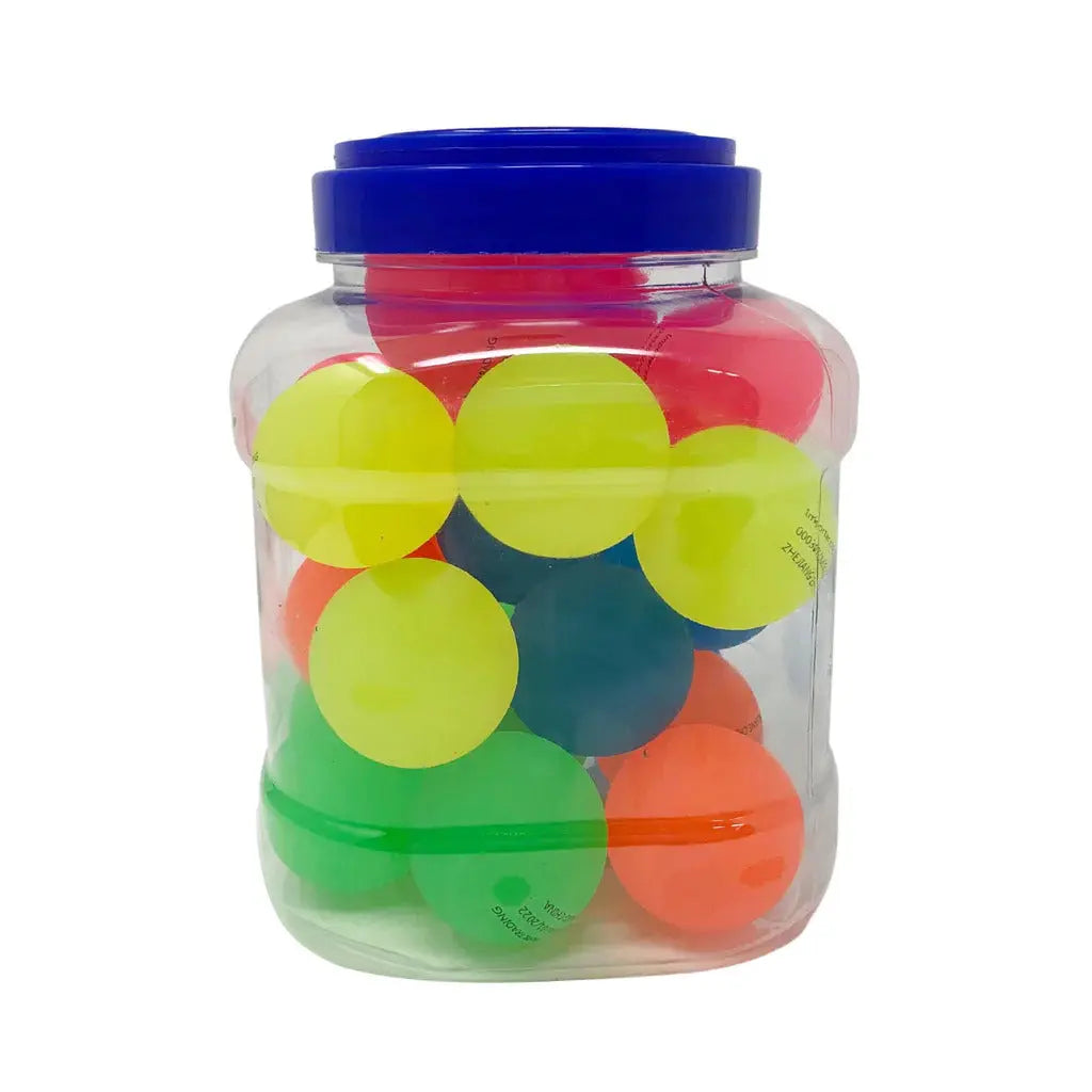 10pcs Large Frosted Rubber Bouncing Balls 60mm Mixed Colours Bulk w Storage Tub Wholesale Hub