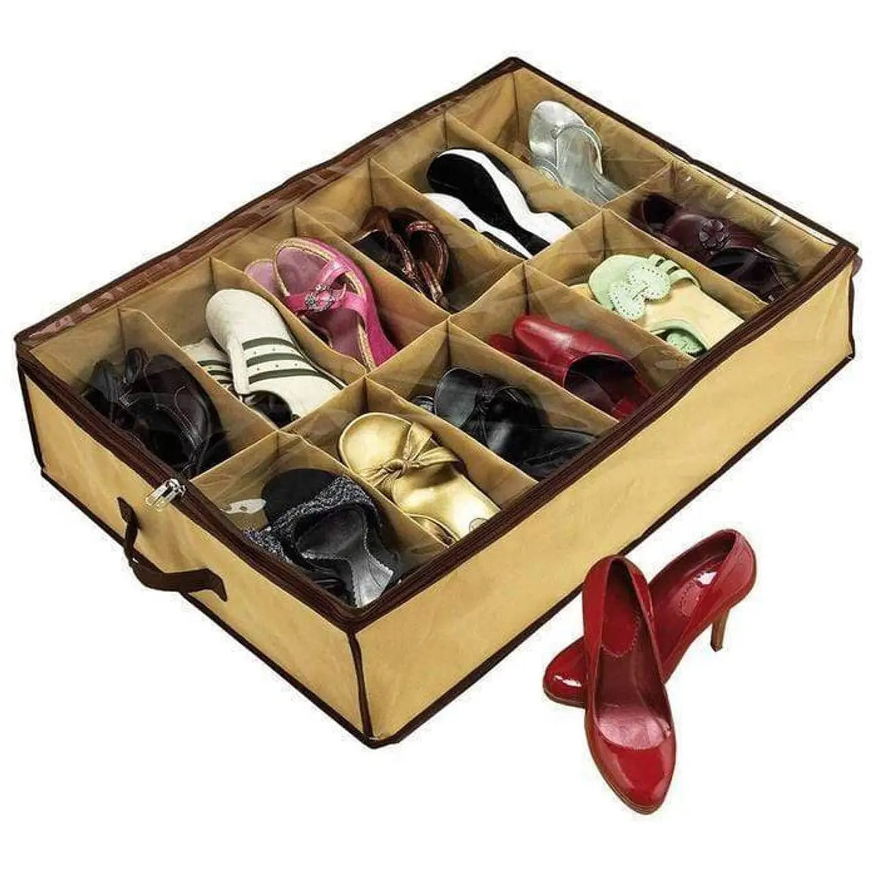Shoe Organiser 12 Pair Under Bed Storage Zippered Breathable Wardrobe Closet Bag Wholesale Hub