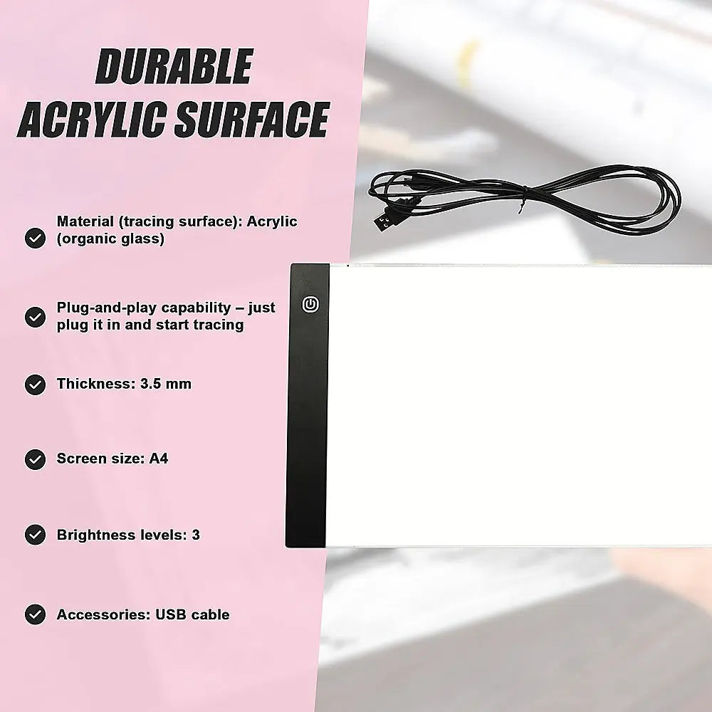 A4 LED Light Box Tracing Board Art Design Stencil Tattoo Copy Drawing Pad Wholesale Hub