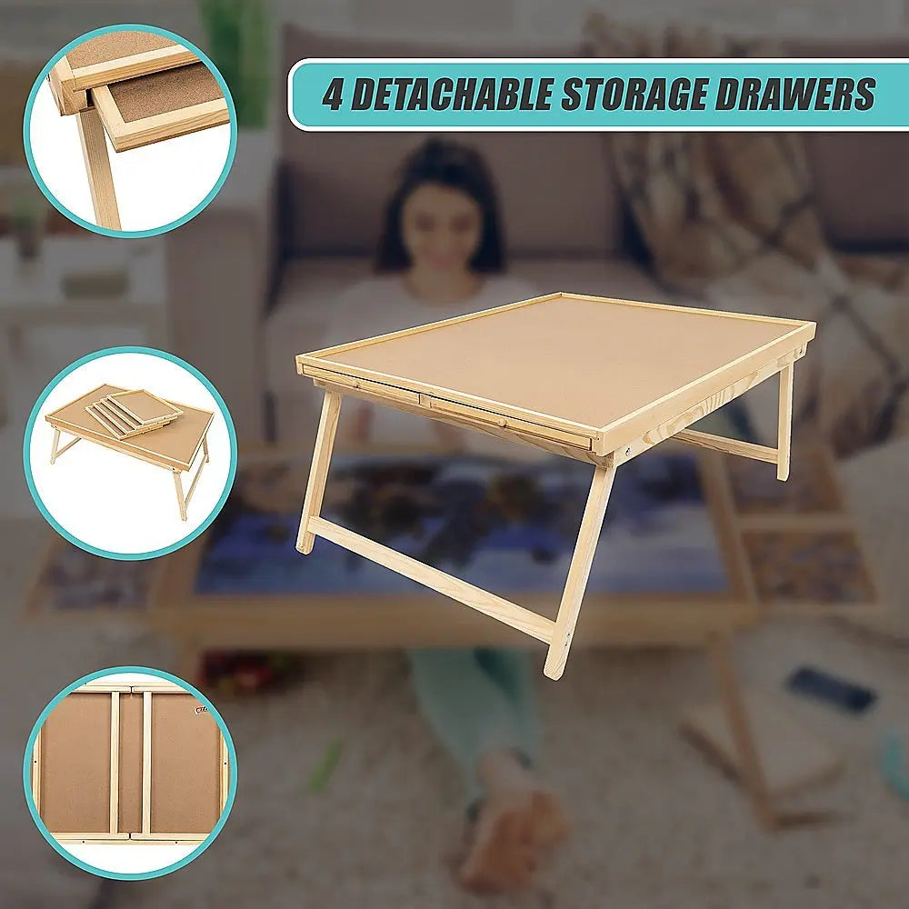 1500 Piece Wooden Jigsaw Puzzle Table – 67x87cm Puzzle Board with Folding Legs Wholesale Hub