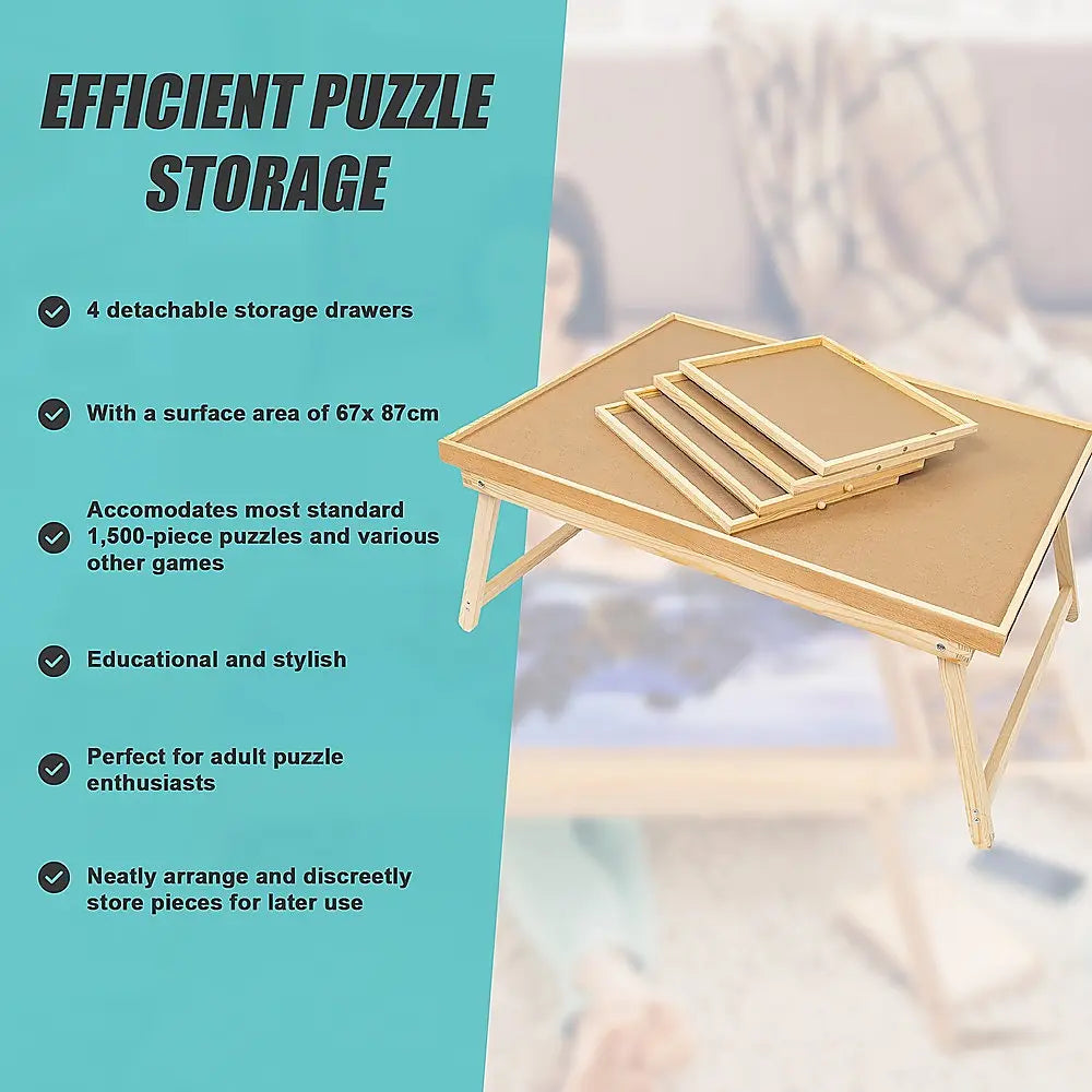 1500 Piece Wooden Jigsaw Puzzle Table – 67x87cm Puzzle Board with Folding Legs Wholesale Hub