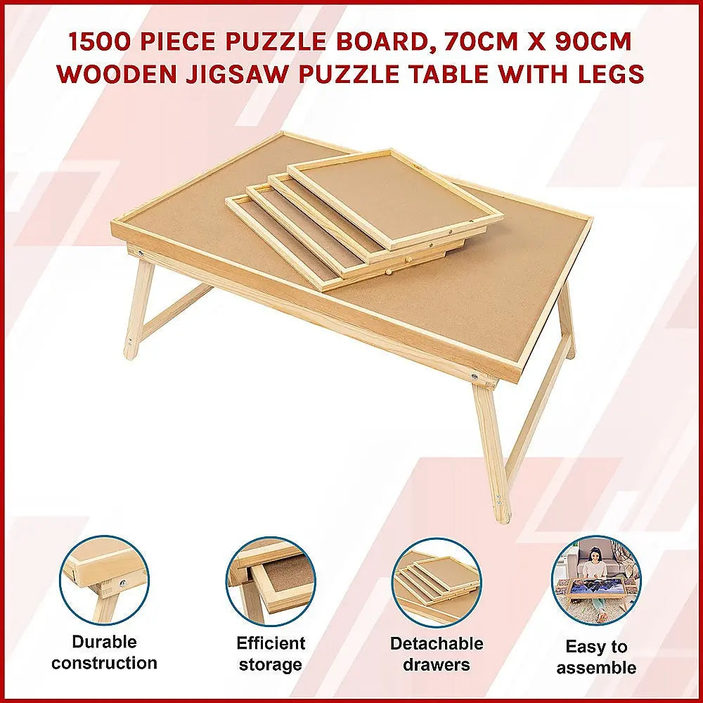 1500 Piece Wooden Jigsaw Puzzle Table – 67x87cm Puzzle Board with Folding Legs Wholesale Hub