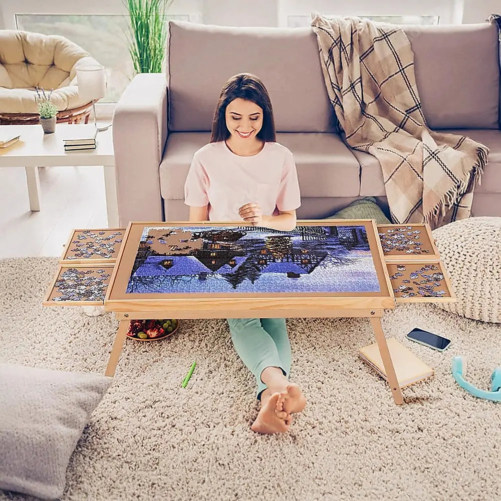 1500 Piece Wooden Jigsaw Puzzle Table – 67x87cm Puzzle Board with Folding Legs Wholesale Hub