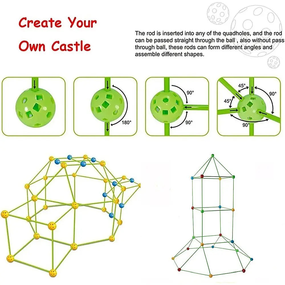217pcs Kids Construction Fort Building Kit Castles 3D Play House Tent Toys Wholesale Hub
