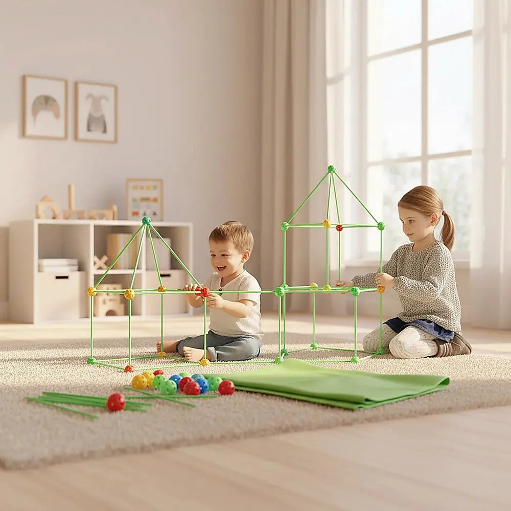 217pcs Kids Construction Fort Building Kit Castles 3D Play House Tent Toys Wholesale Hub