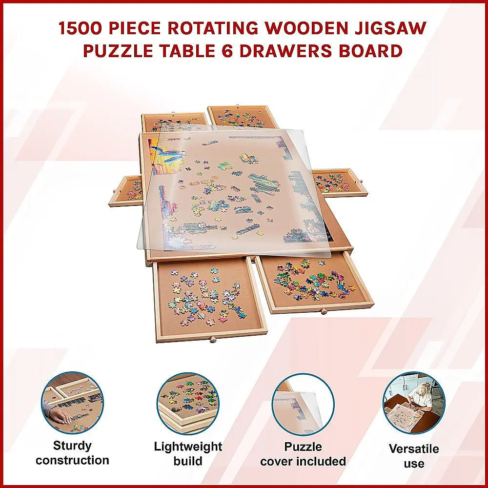 1500 Piece Rotating Wooden Jigsaw Puzzle Table 6 Drawers Board Wholesale Hub