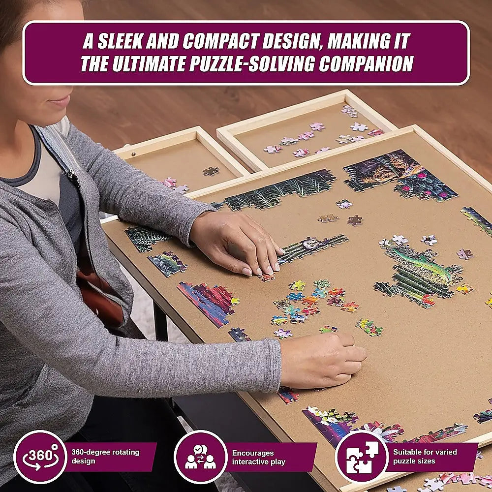 1500 Piece Rotating Wooden Jigsaw Puzzle Table 6 Drawers Board Wholesale Hub