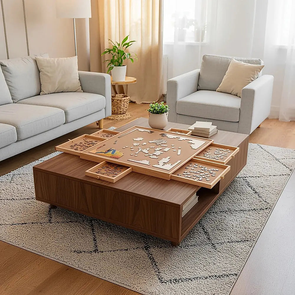 1500 Piece Rotating Wooden Jigsaw Puzzle Table 6 Drawers Board Wholesale Hub