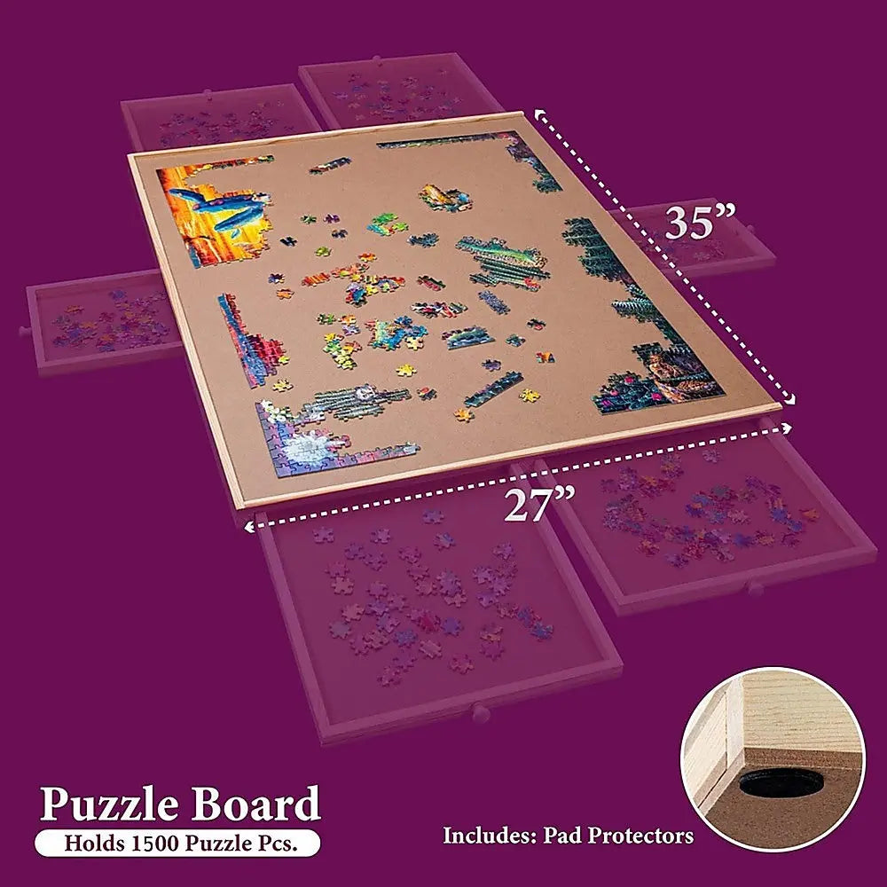 1500 Piece Rotating Wooden Jigsaw Puzzle Table 6 Drawers Board Wholesale Hub