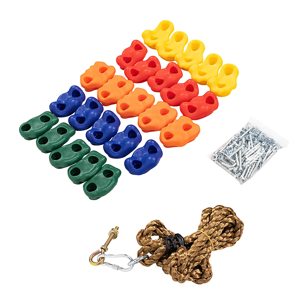 Jungle Gym Rock Climbing Holds Kids Wall Mounting Hardware Knotted Rope 25 Handles Playground Wholesale Hub