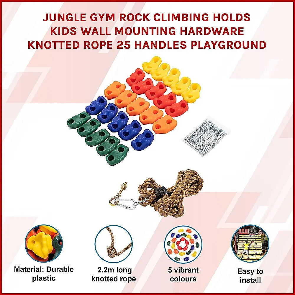 Jungle Gym Rock Climbing Holds Kids Wall Mounting Hardware Knotted Rope 25 Handles Playground Wholesale Hub