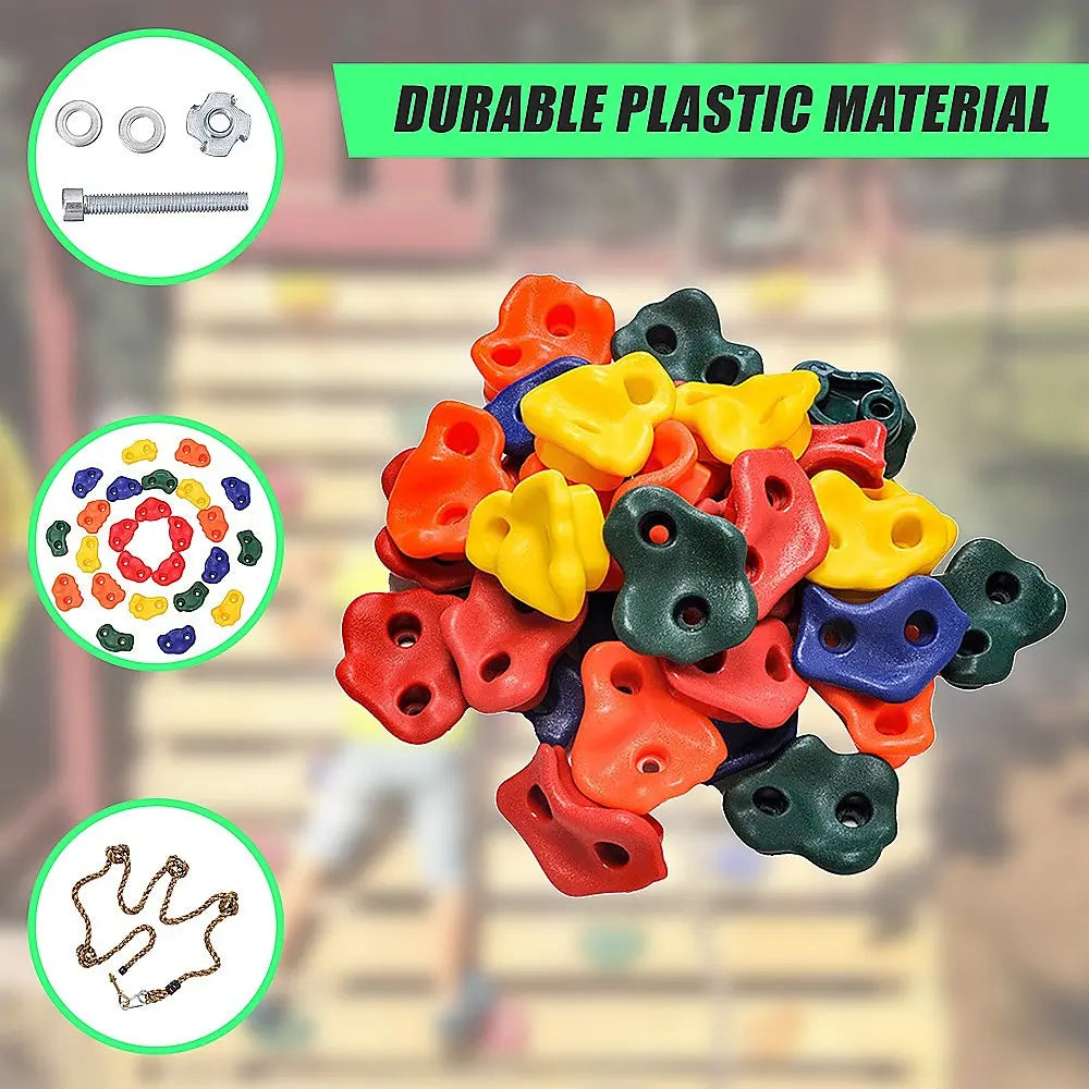 Jungle Gym Rock Climbing Holds Kids Wall Mounting Hardware Knotted Rope 25 Handles Playground Wholesale Hub