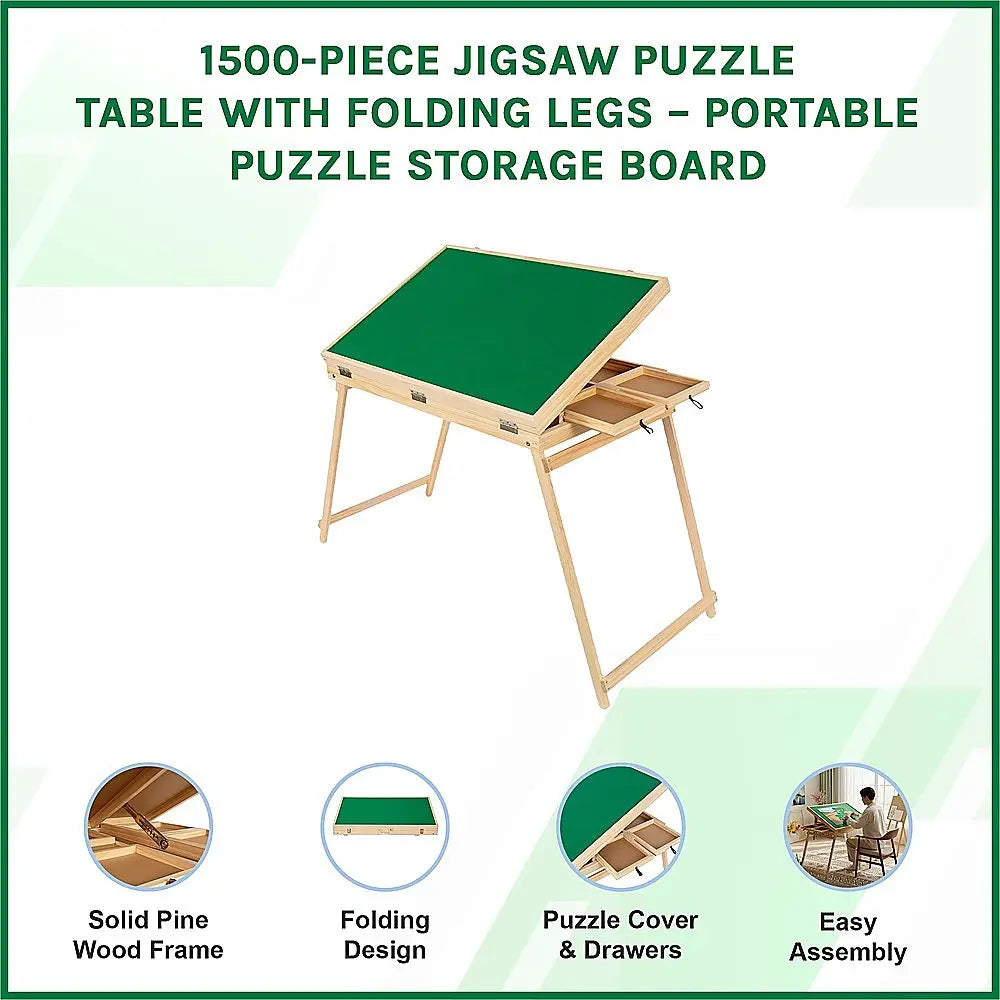 1500-Piece Jigsaw Puzzle Table with Folding Legs – Portable Puzzle Storage Board Wholesale Hub