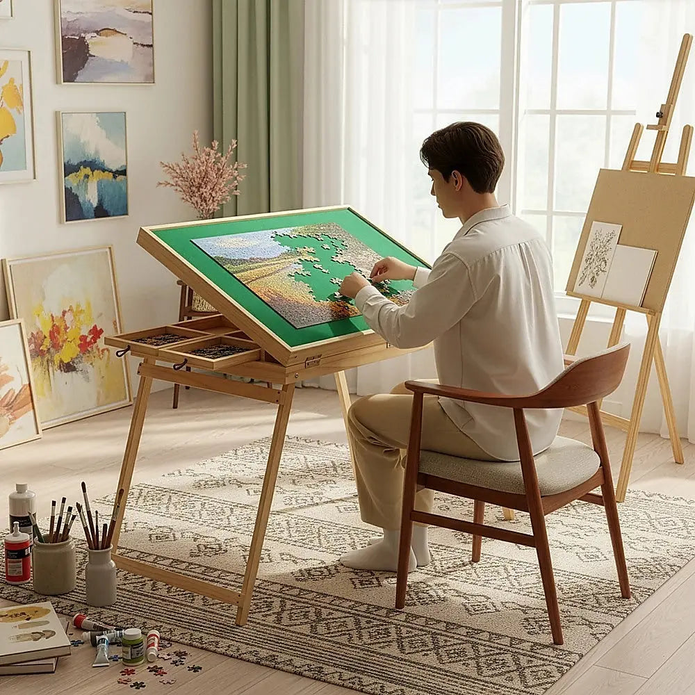 1500-Piece Jigsaw Puzzle Table with Folding Legs – Portable Puzzle Storage Board Wholesale Hub