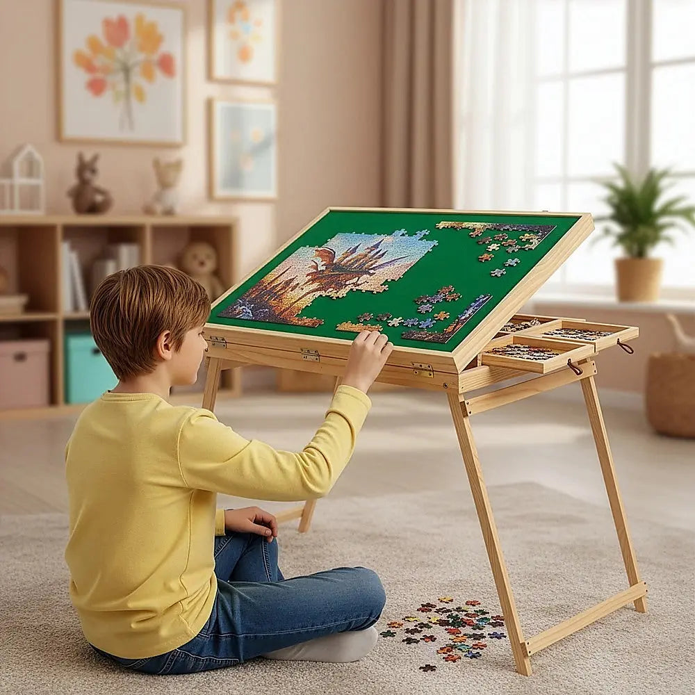 1500-Piece Jigsaw Puzzle Table with Folding Legs – Portable Puzzle Storage Board Wholesale Hub