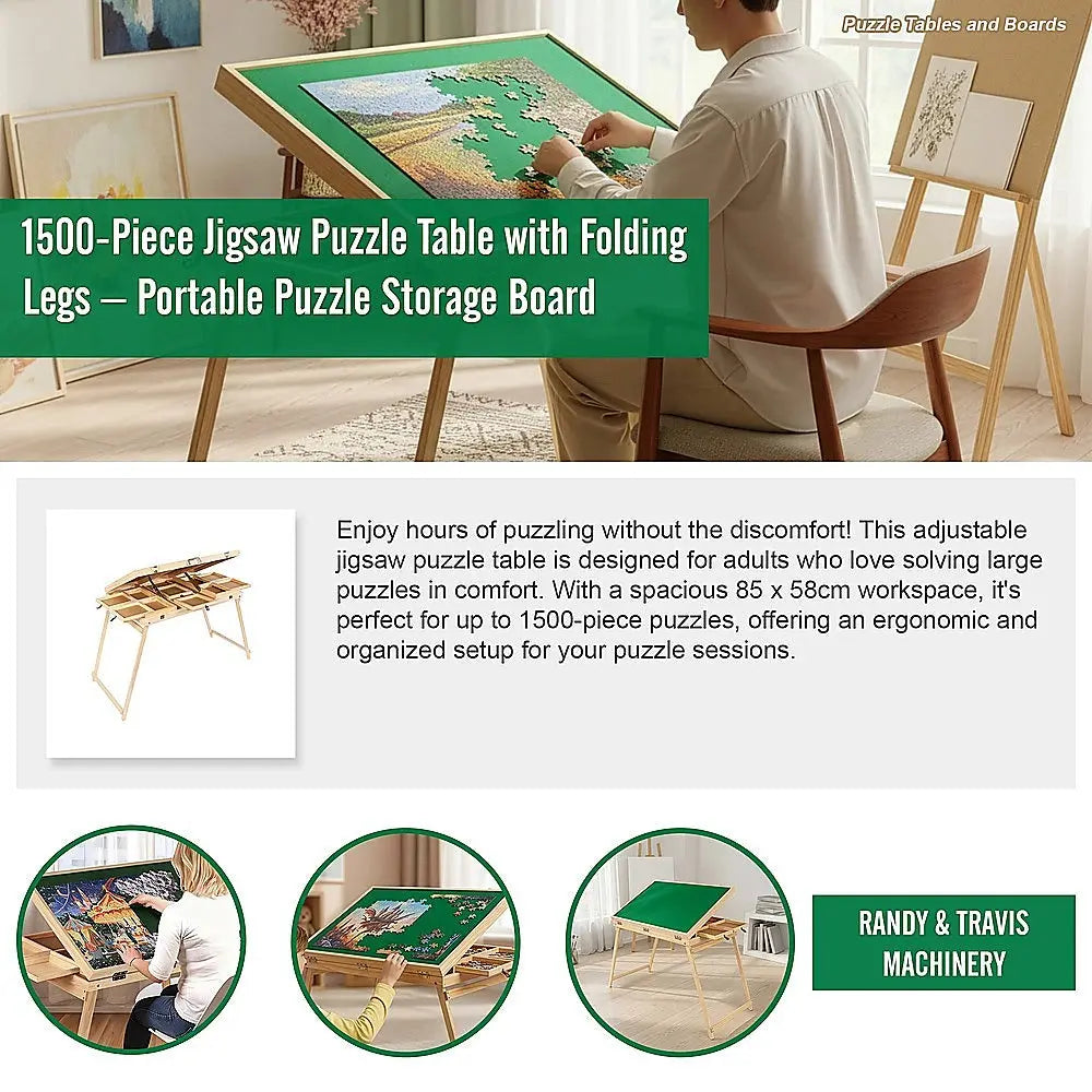 1500-Piece Jigsaw Puzzle Table with Folding Legs – Portable Puzzle Storage Board Wholesale Hub