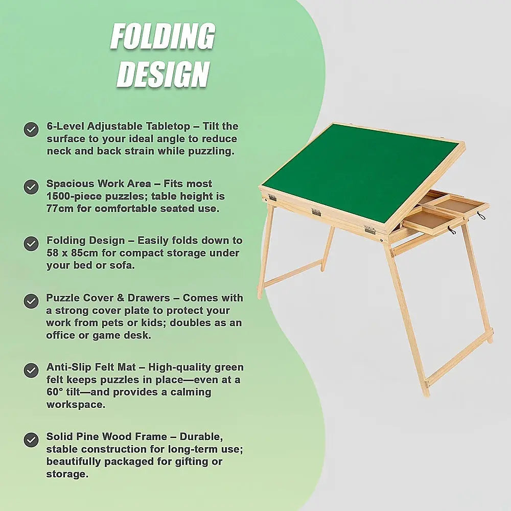 1500-Piece Jigsaw Puzzle Table with Folding Legs – Portable Puzzle Storage Board Wholesale Hub