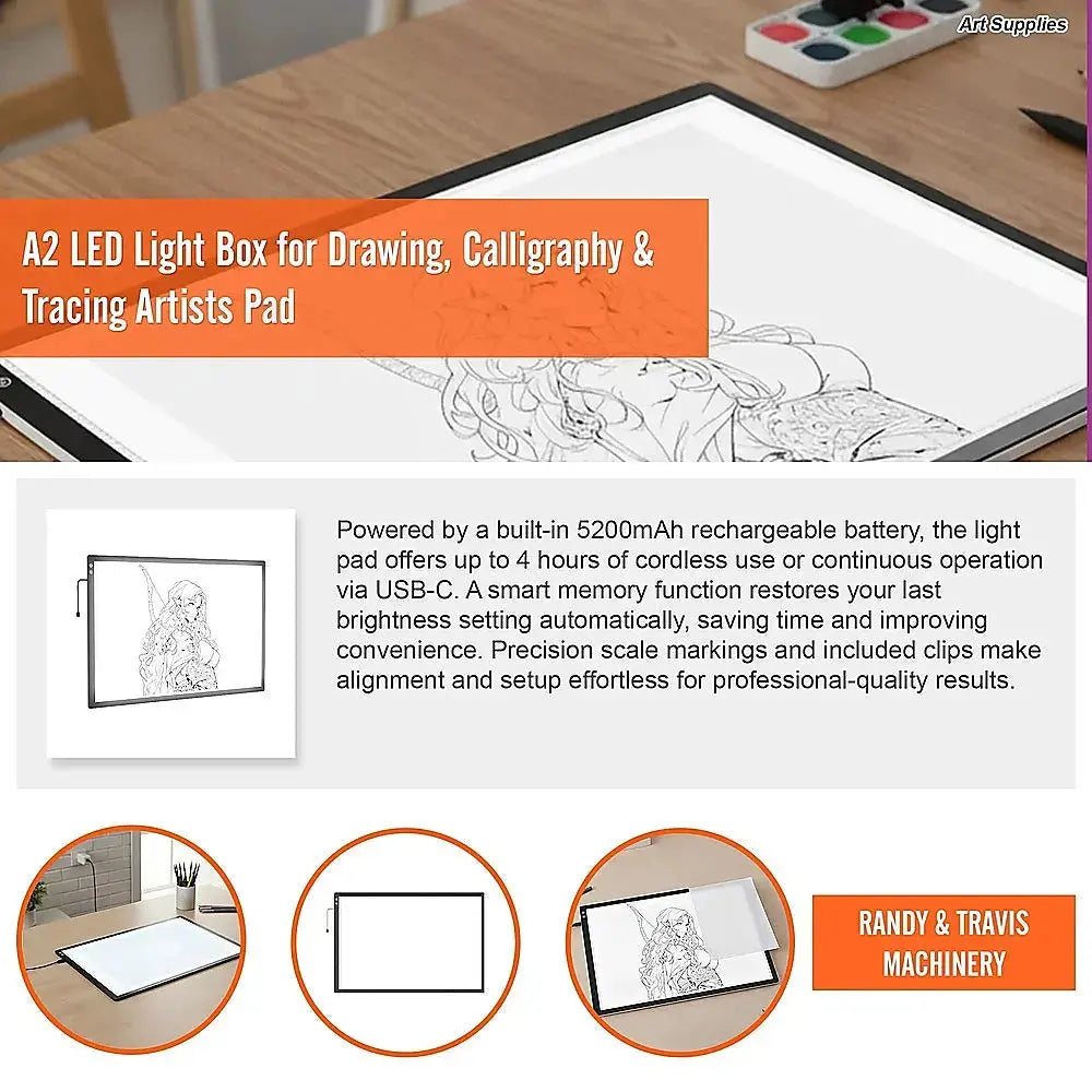 A2 LED Light Box for Drawing, Calligraphy & Tracing Artists Pad Wholesale Hub