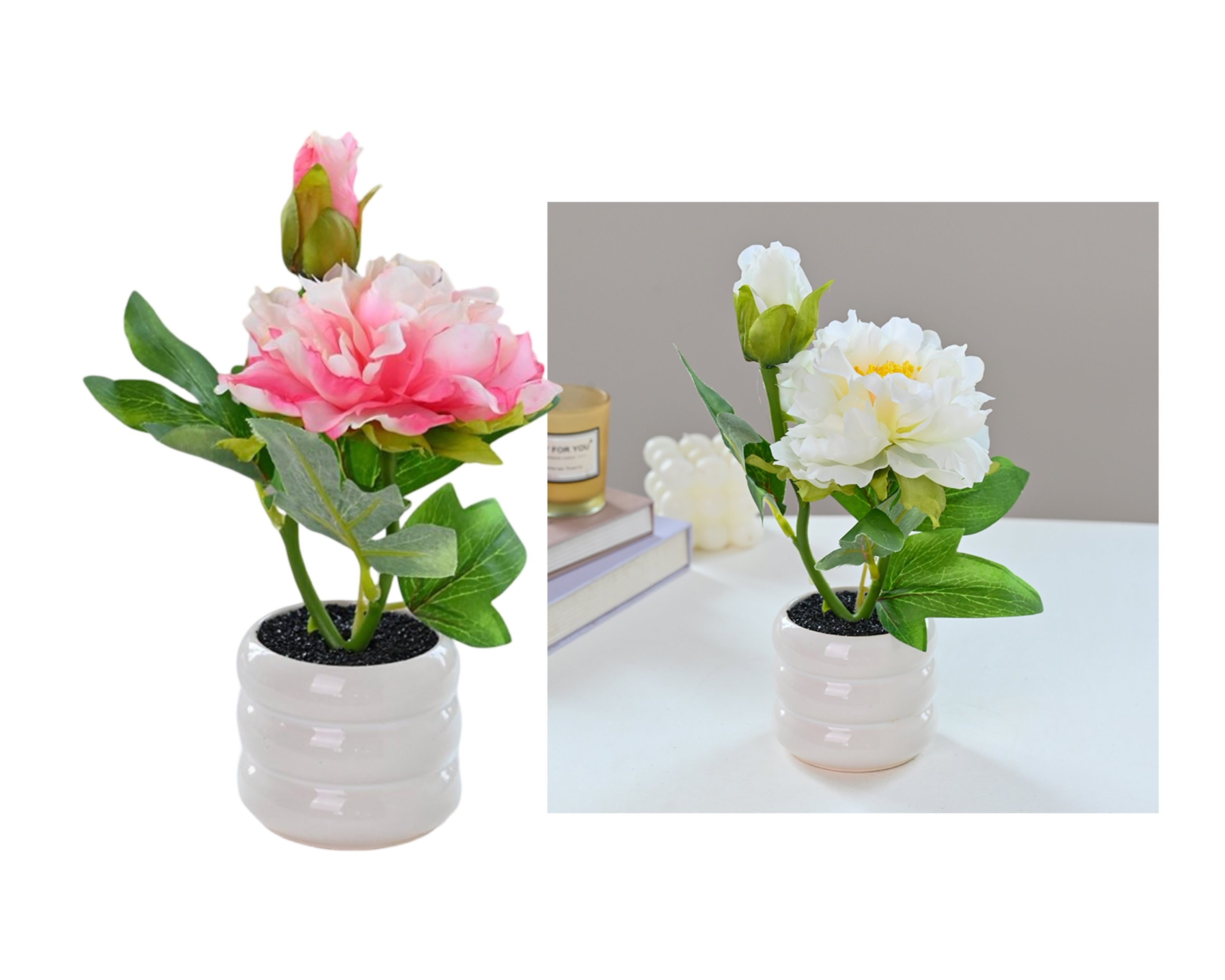 bulk 12 Artificial Peony Pot Assort 23cm Wholesale Hub