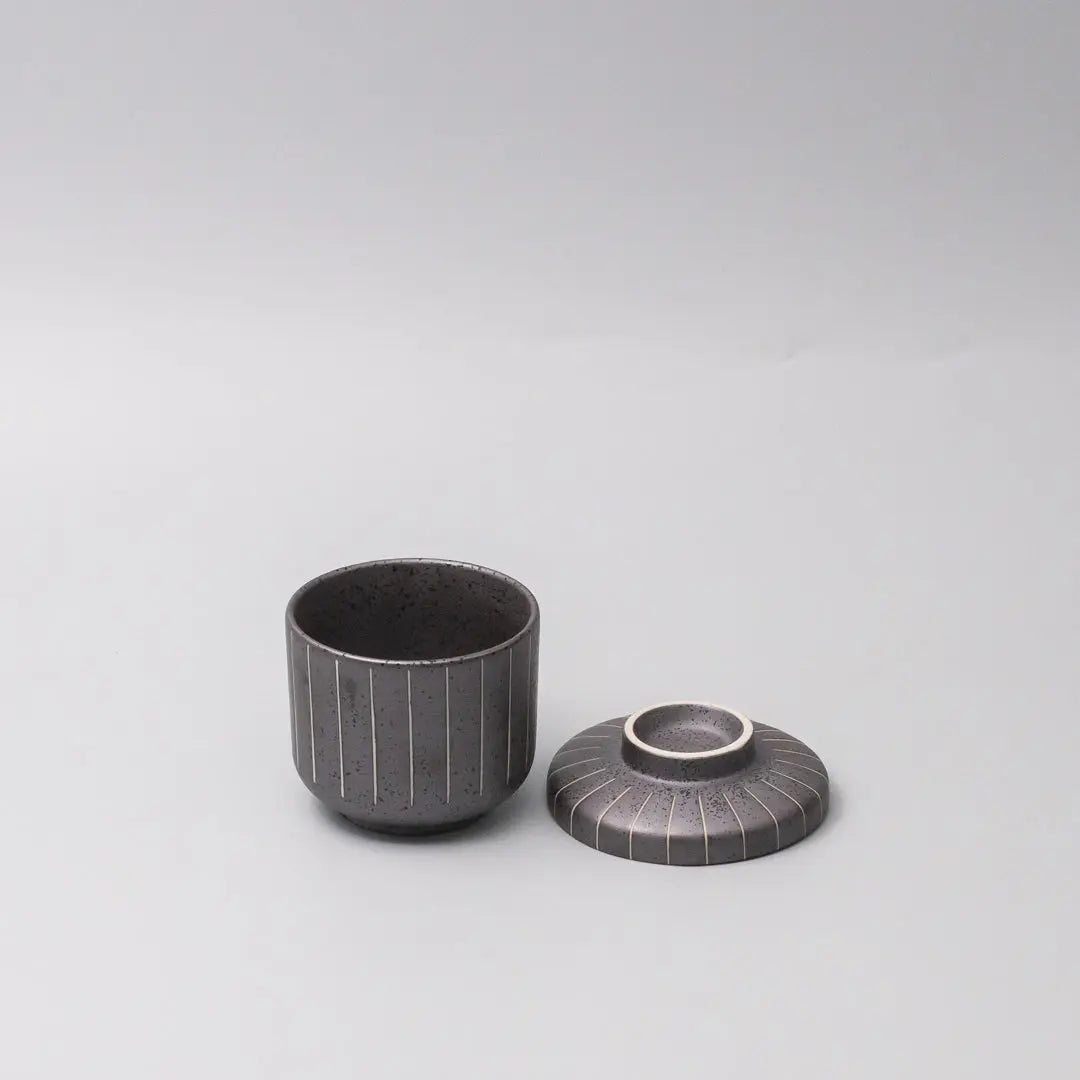 Cup Chawanmushi 170ml Matt Black Stripe Glaze Wholesale Hub