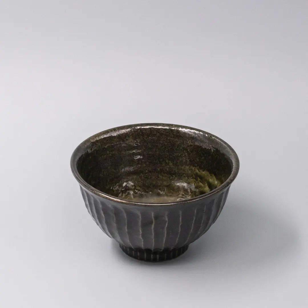 Bowl 15.5cm Shinogi Moss Black Glaze Wholesale Hub