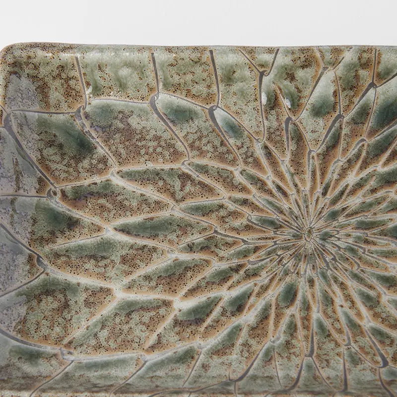 Sushi Plate 22cm Forest Green Net Design Wholesale Hub