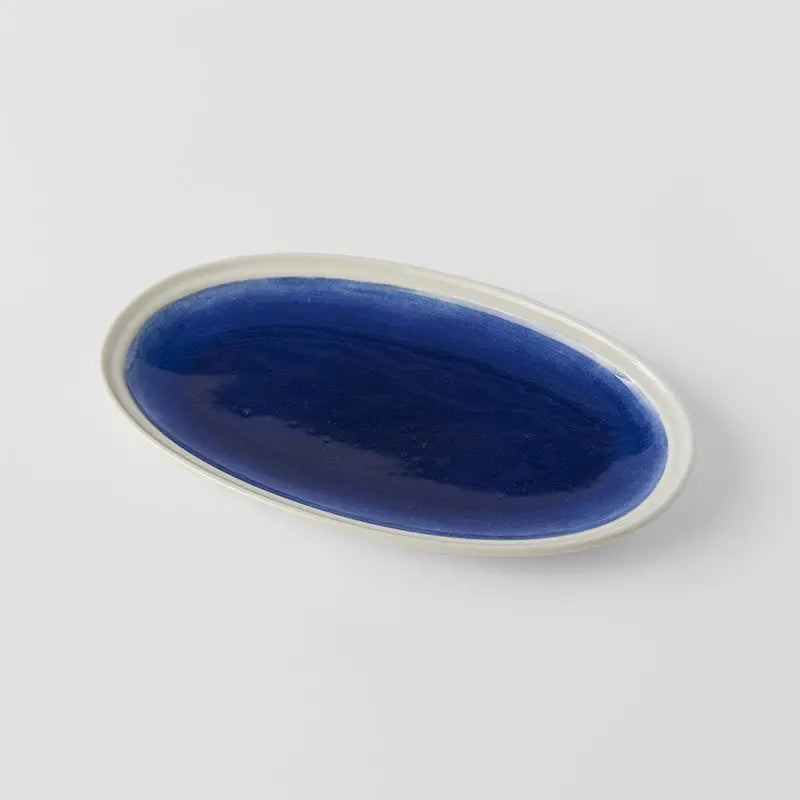 Plate Oval 22cm Ocean Blue Glaze Wholesale Hub