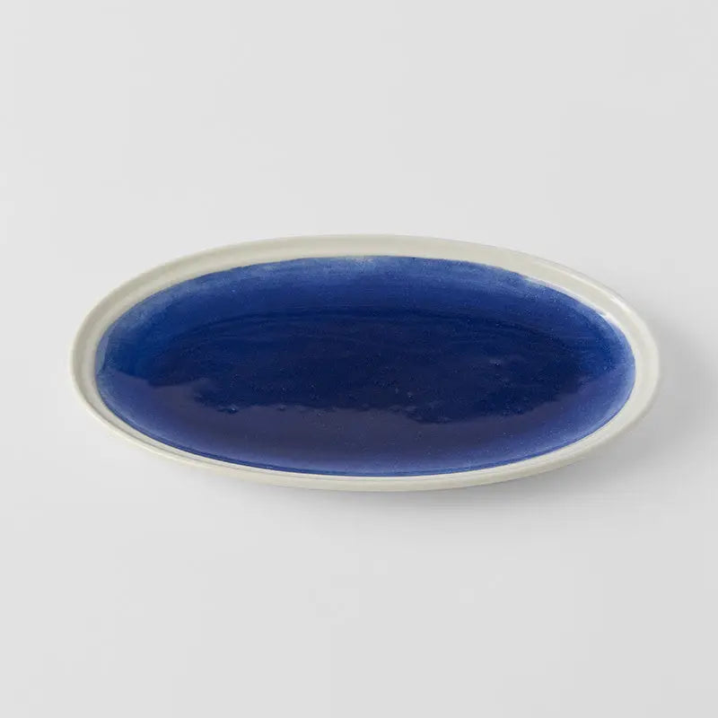 Plate Oval 22cm Ocean Blue Glaze Wholesale Hub