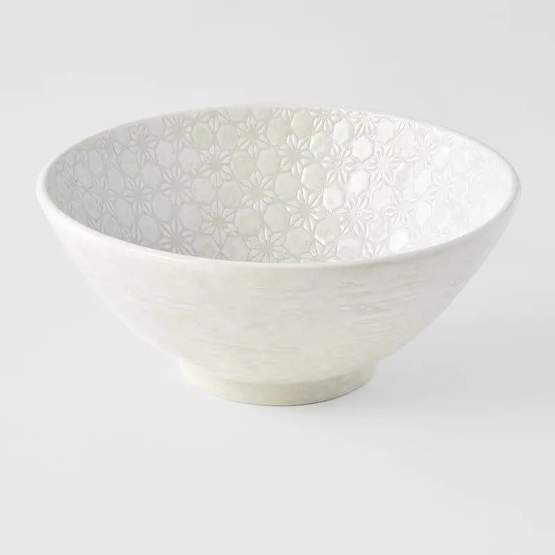 Udon Bowl 19.5cm White Star Glaze Wholesale Hub
