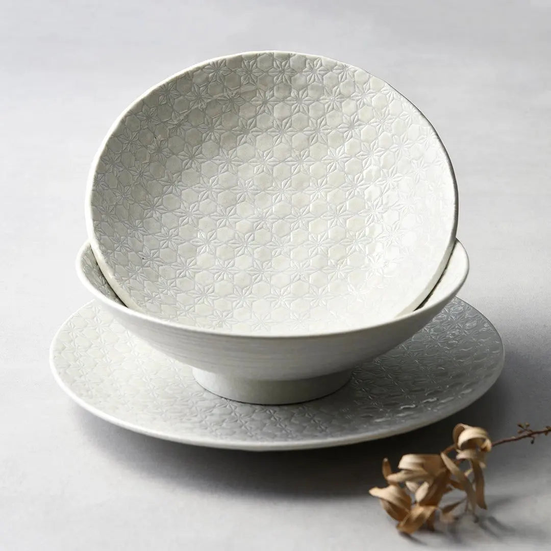 Udon Bowl 19.5cm White Star Glaze Wholesale Hub