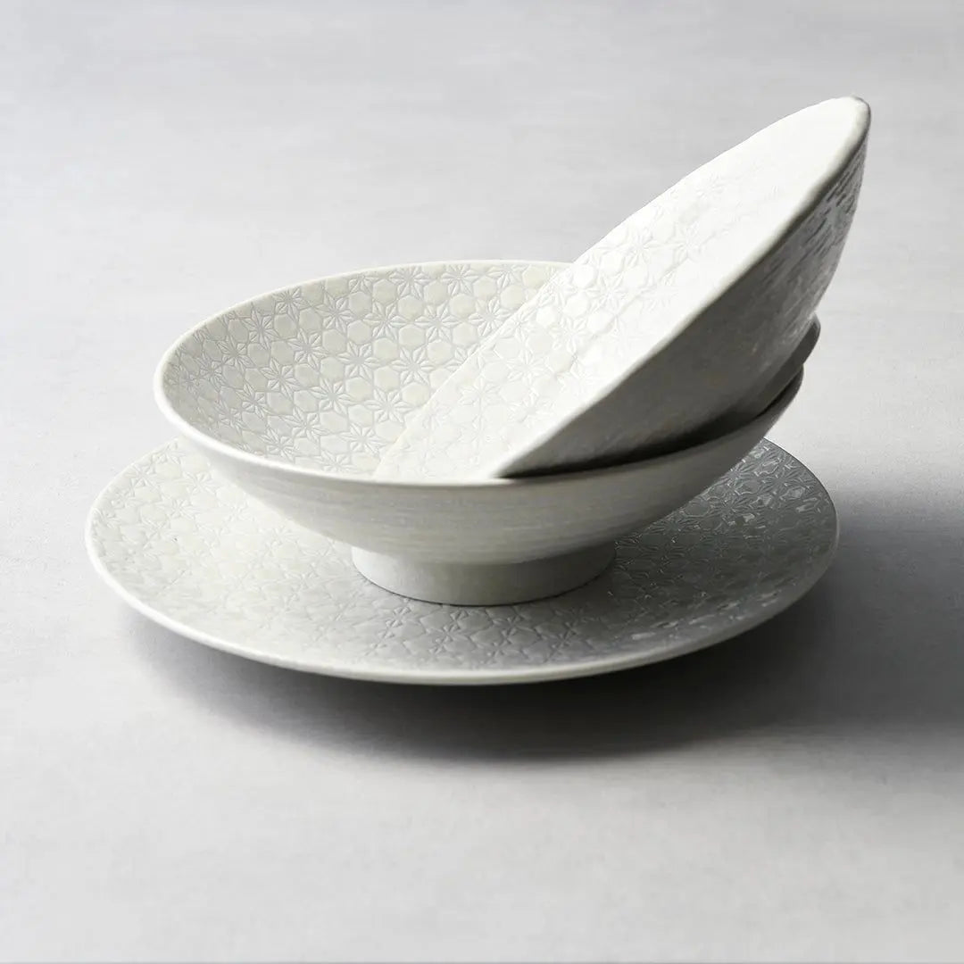 Udon Bowl 19.5cm White Star Glaze Wholesale Hub