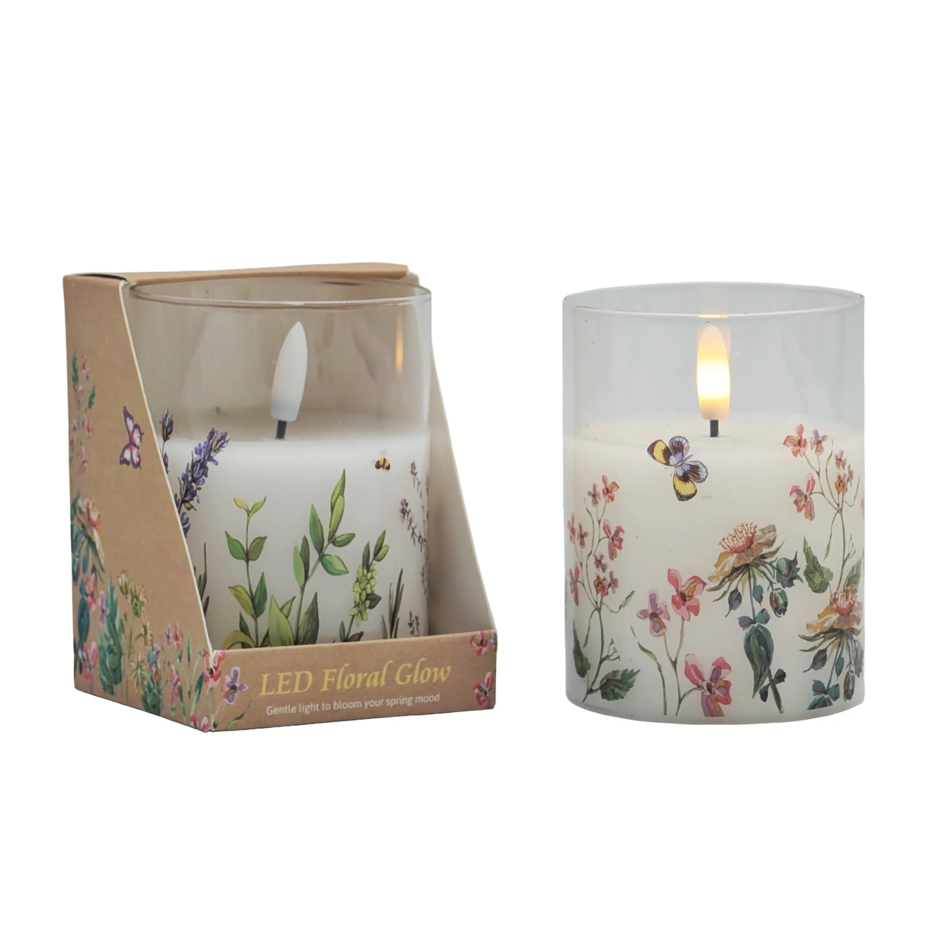 bulk 12 Floral Glow Led Candle Gift Box 10cm Wholesale Hub