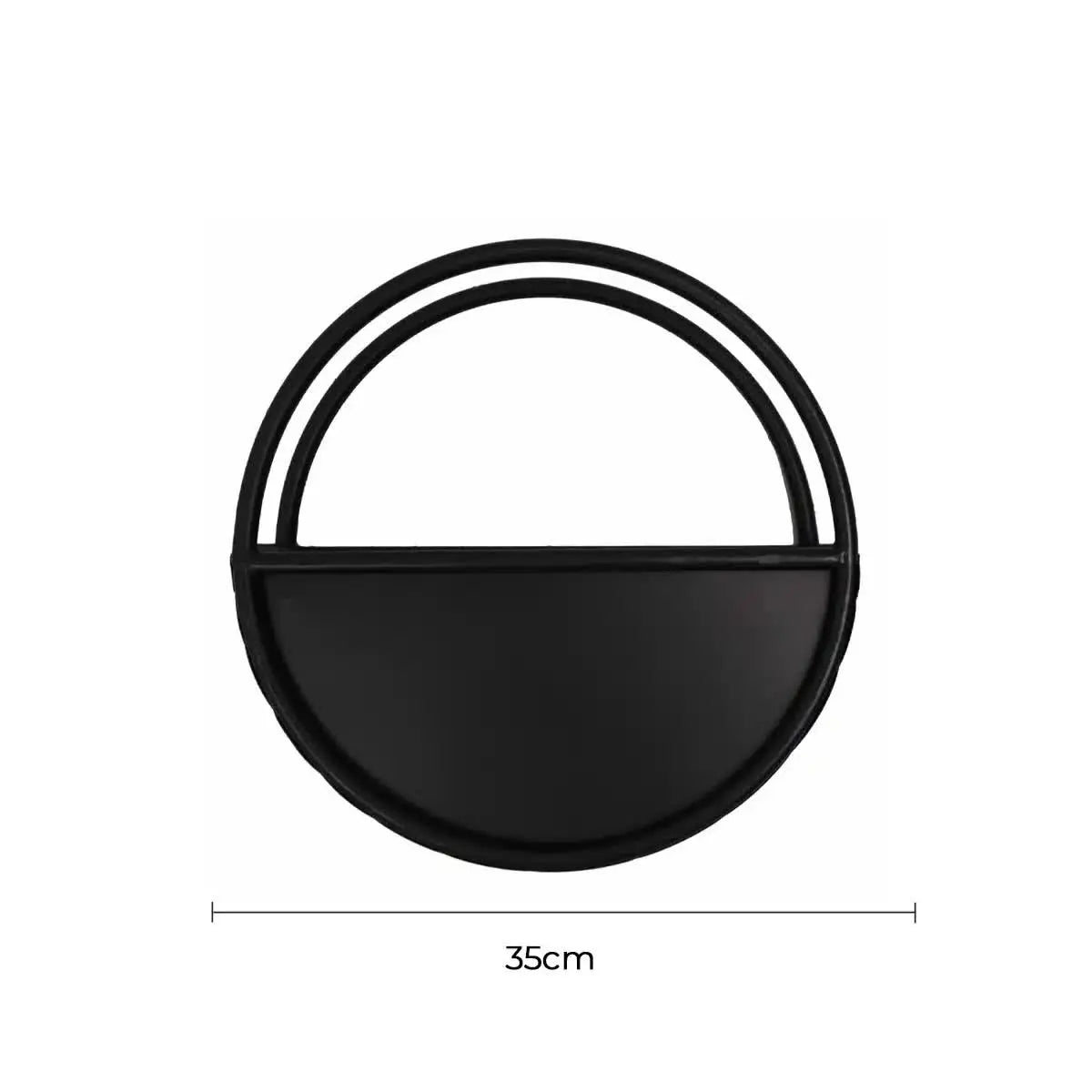 Premium Floating Half Moon / Semi Circle Metal Wall Planter | Onyx Black 35cm Wholesale Hub