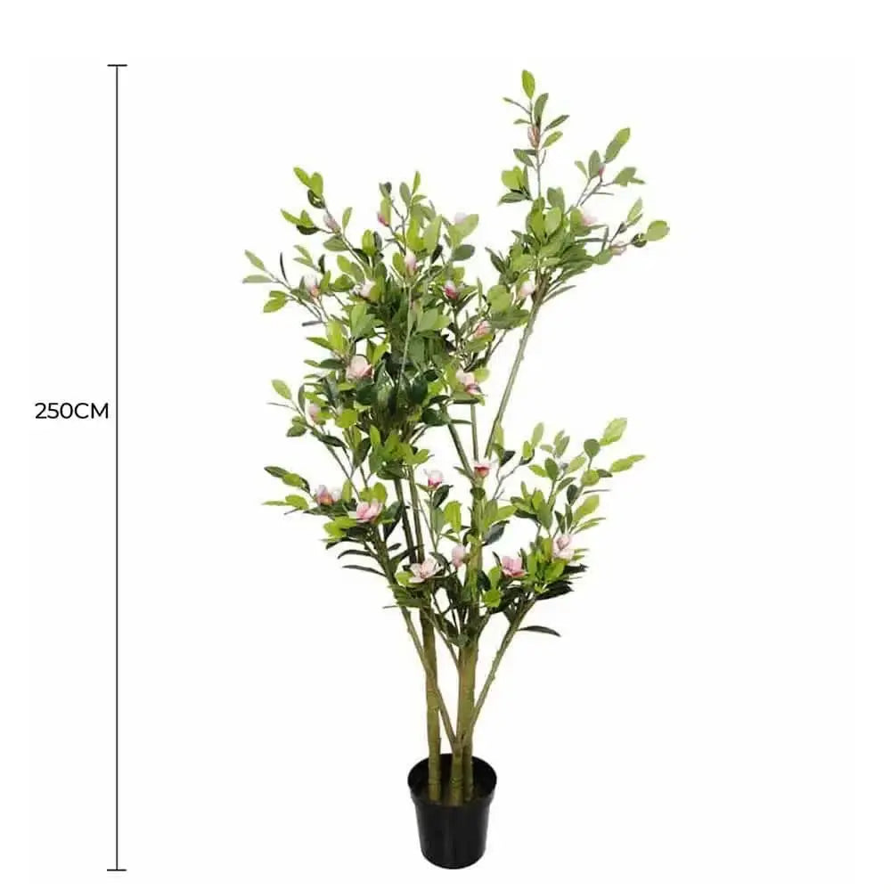 Faux Flowering Pink Magnolia Tree with Pot 250cm Wholesale Hub