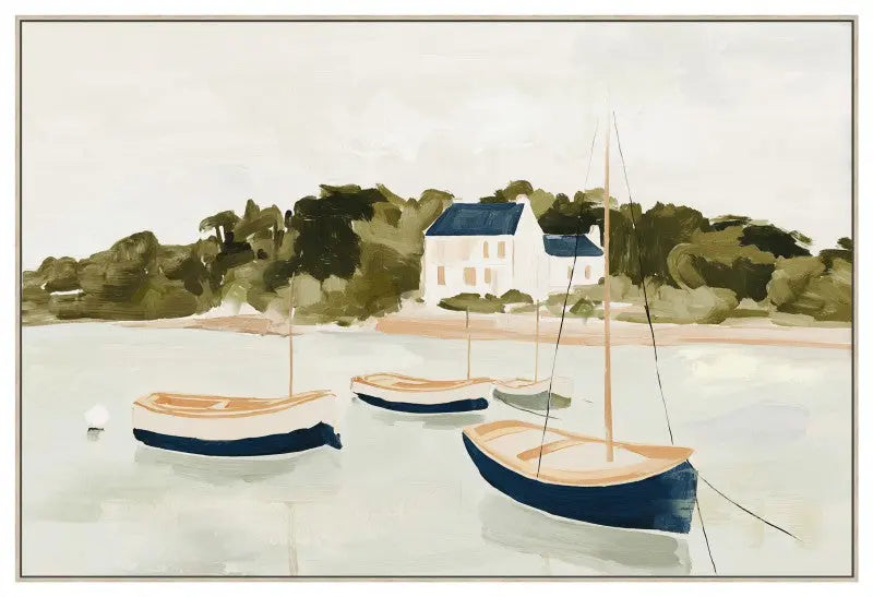 Boats By The Bay Framed Artwork 120cm Wholesale Hub