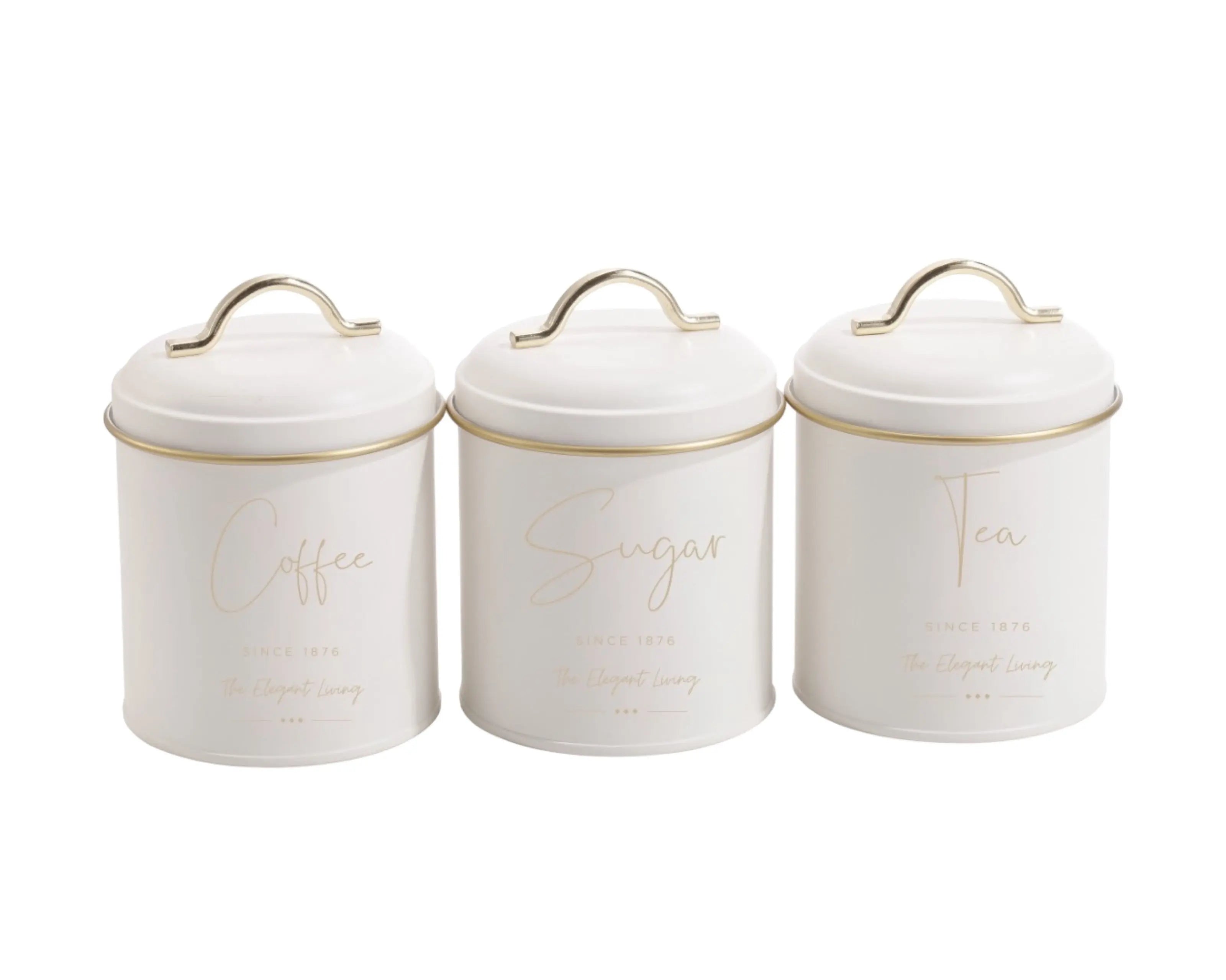 Set 3 Coffee Sugar Tea Canisters 16cm Wholesale Hub