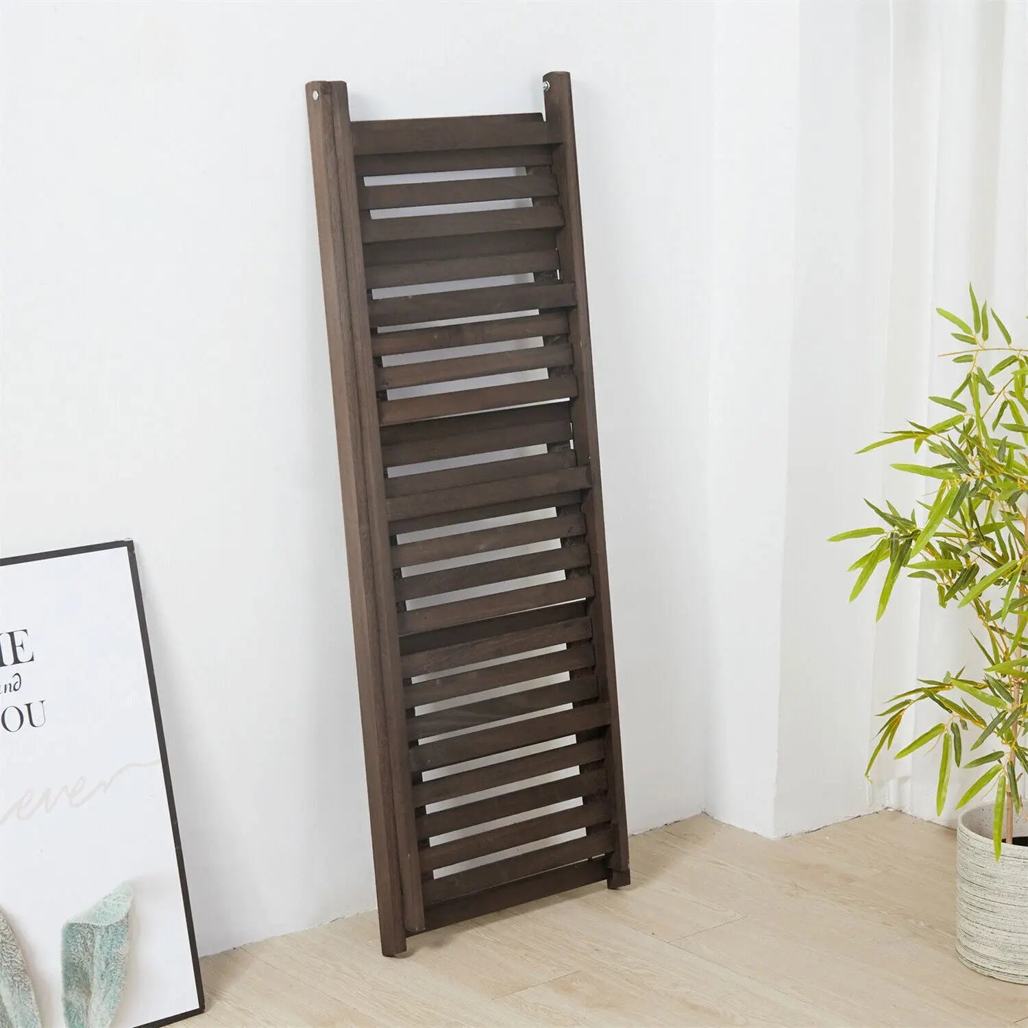 Retro 4 Tier Wooden Ladder Bookcase Folding Book Shelf Plant Stand Storage Rack Wholesale Hub