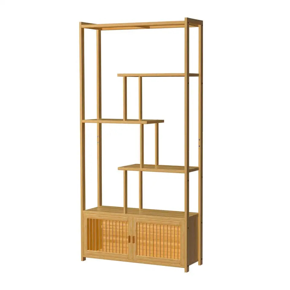 6 Tiers Freestanding Bamboo Storage Shelf High & Low Shelf Bookshelf Plant Stand Wholesale Hub