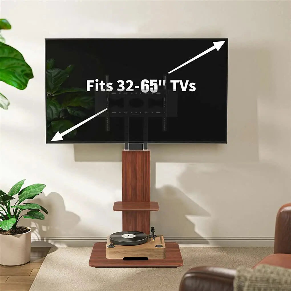 32"-65" Tv Floor Stand Adjustable Corner Tv Mount Bracket With Sturdy Wood Base Wholesale Hub