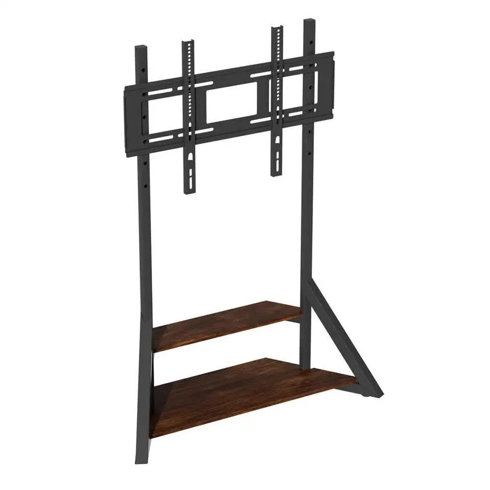 2 Tiers Black Shelves Heavy Duty Universal Tv Floor Stand For 32-75 Inches Wholesale Hub