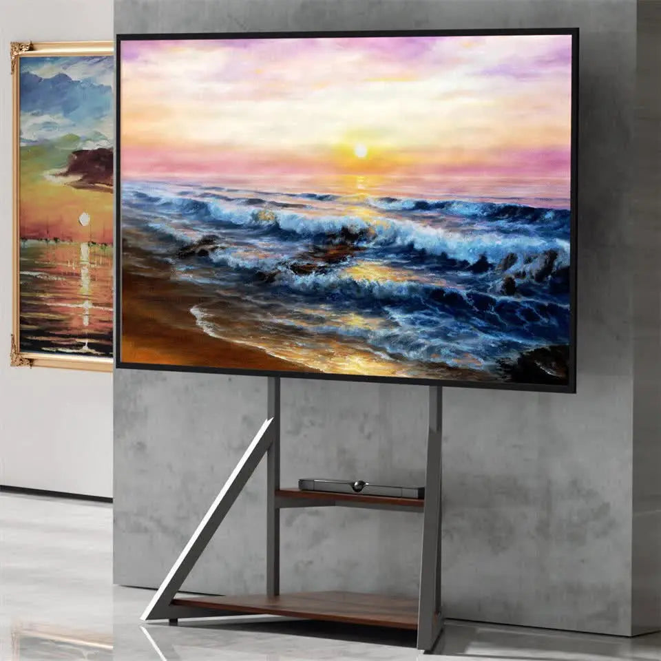 2 Tiers Black Shelves Heavy Duty Universal Tv Floor Stand For 32-75 Inches Wholesale Hub