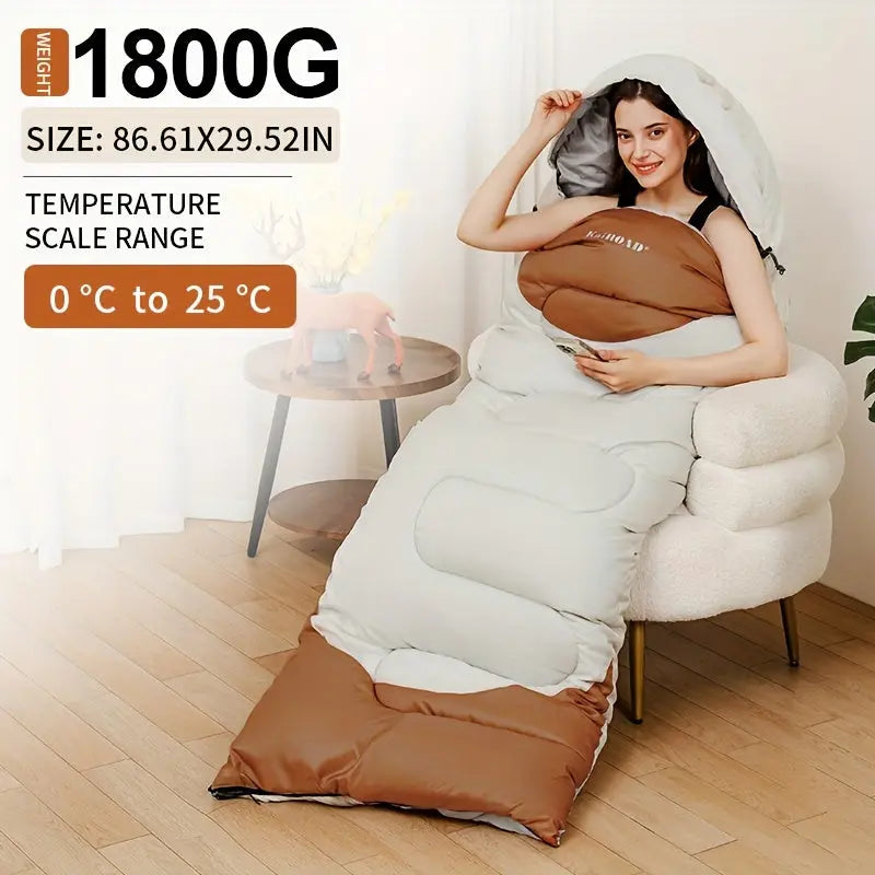 KAIROAD Extra Wide Mummy Sleeping Bag + FREE Accessories (Eye Mask, Earplugs, U-shaped Pillow) - 3 Season, Warm & Cold Weather, Waterproof Wholesale Hub