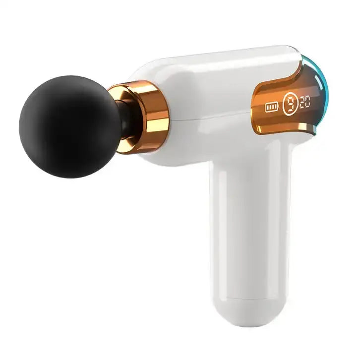 LC002 White Portable Massage Gun - Deep Tissue Muscle Massager with 4 Heads and 9 Speed Settings Wholesale Hub