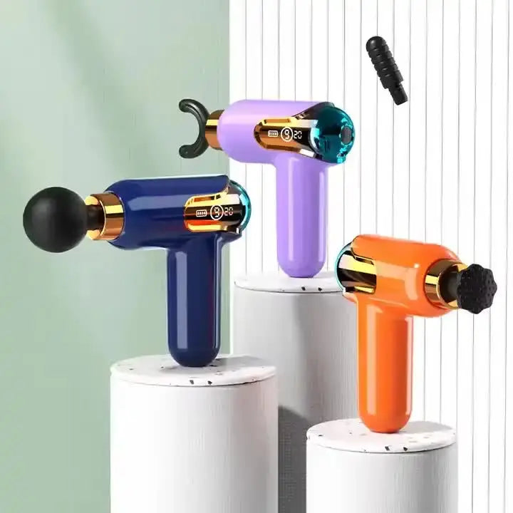 LC002 White Portable Massage Gun - Deep Tissue Muscle Massager with 4 Heads and 9 Speed Settings Wholesale Hub