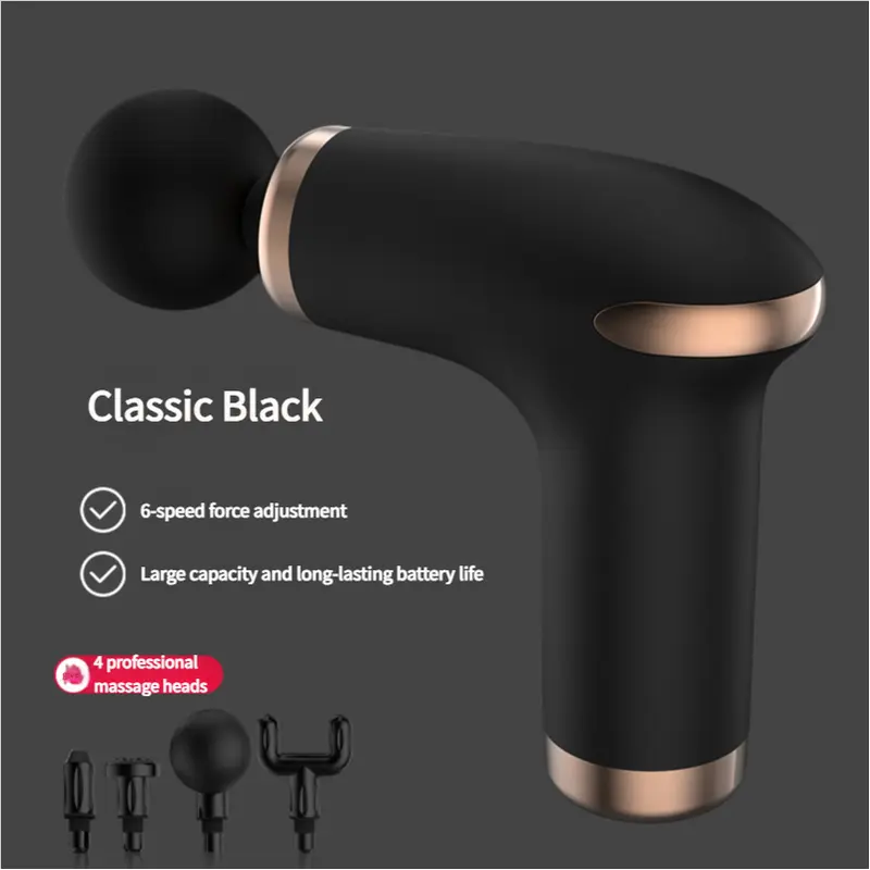 Classic Black Massage Gun - 6-Speed Deep Tissue Massager with 4 Professional Massage Heads Wholesale Hub