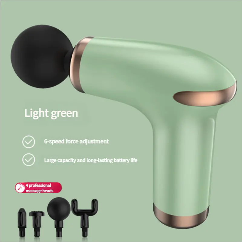 Green Massage Gun - 6-Speed Deep Tissue Massager with 4 Professional Massage Heads Wholesale Hub