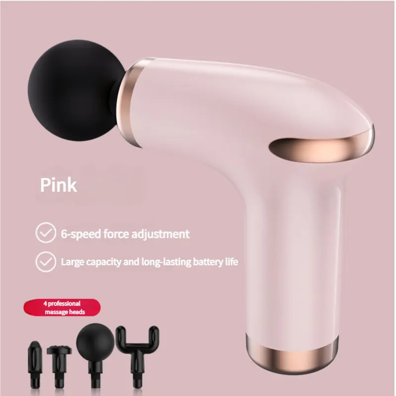 Pink Massage Gun - 6-Speed Deep Tissue Massager with 4 Professional Massage Heads Wholesale Hub